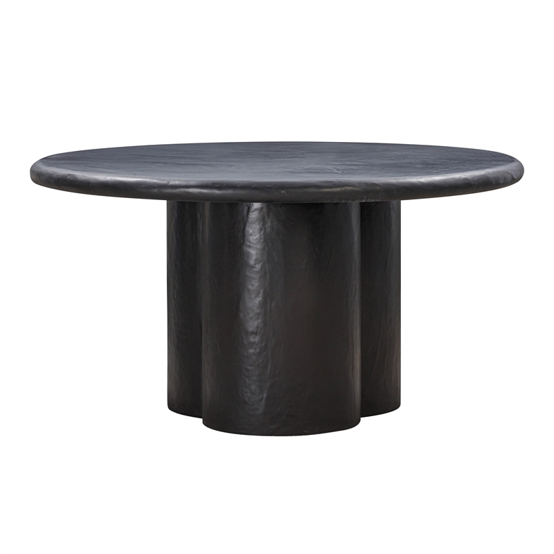Maklaine Transitional Black Finish Faux Plaster Round Dining Table