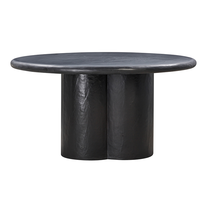 Maklaine Transitional Black Finish Faux Plaster Round Dining Table