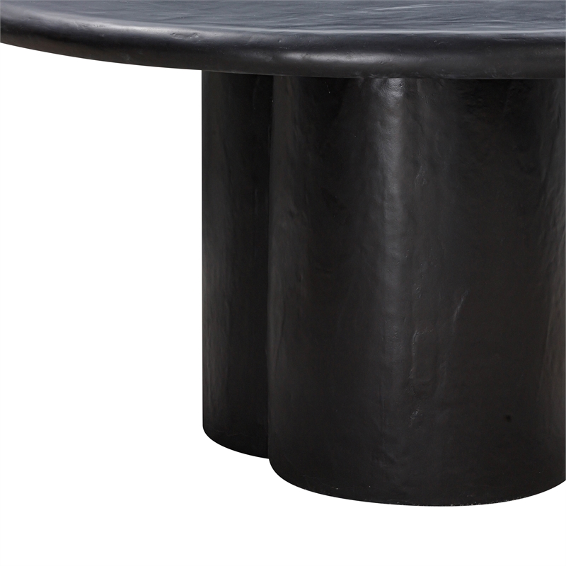 Maklaine Transitional Black Finish Faux Plaster Round Dining Table