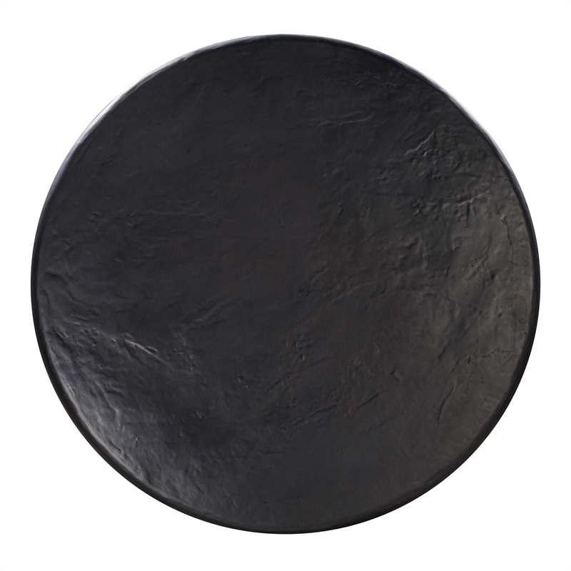 Maklaine Transitional Black Finish Faux Plaster Round Dining Table