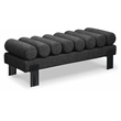 Maklaine Modern / Contemporary Black Linen Textured Fabric Bench
