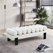 Maklaine Modern / Contemporary Cream Linen Textured Fabric Bench