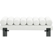 Maklaine Modern / Contemporary Cream Linen Textured Fabric Bench