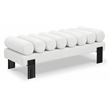 Maklaine Modern / Contemporary Cream Linen Textured Fabric Bench