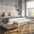 Maklaine Contemporary Coastal Natural Finish Woven Rattan Bench