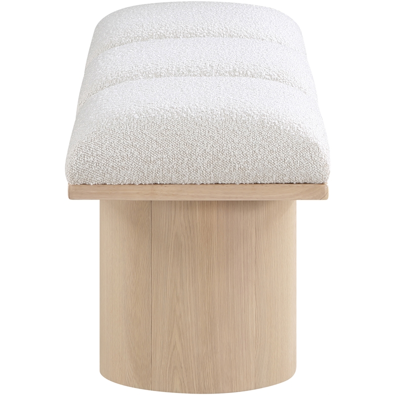 Maklaine Boucle Fabric Cream Bench Rectangular Art Deco 46.5