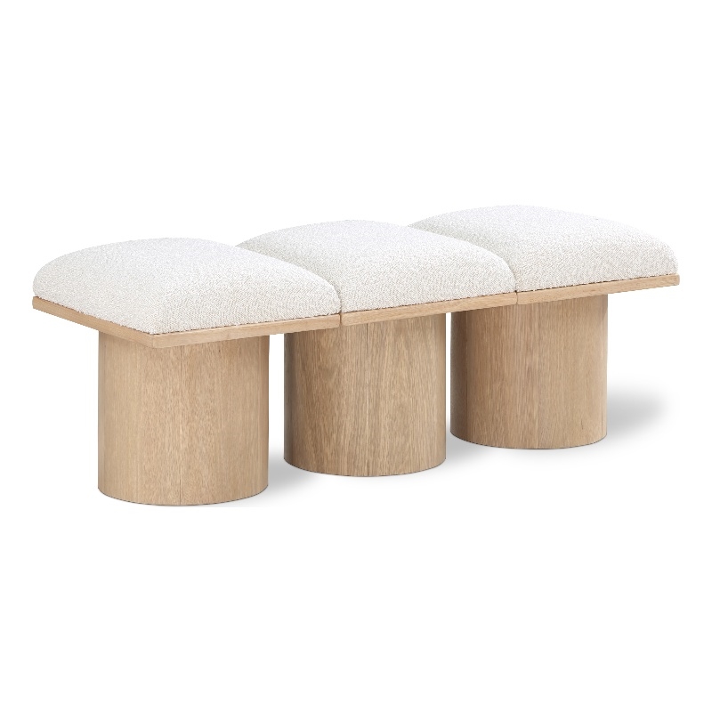 Maklaine Boucle Fabric Cream Bench Rectangular Art Deco 46.5