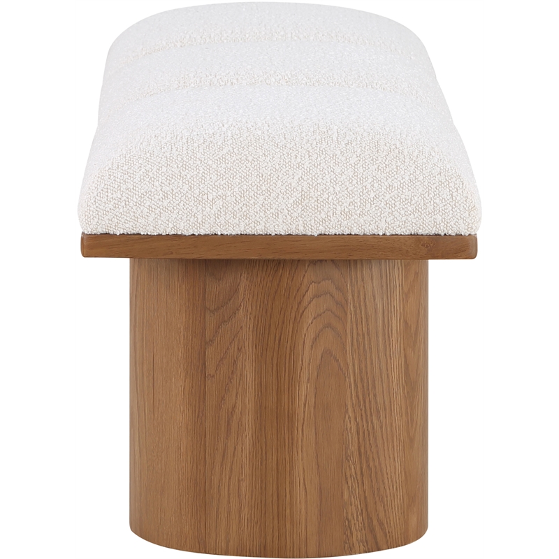 Maklaine Modern / Contemporary Rich Cream Boucle Fabric Bench