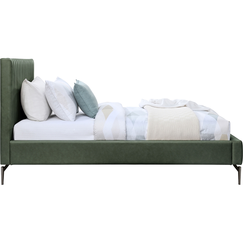 Maklaine Modern / Contemporary Green Vegan Faux Leather Twin Bed