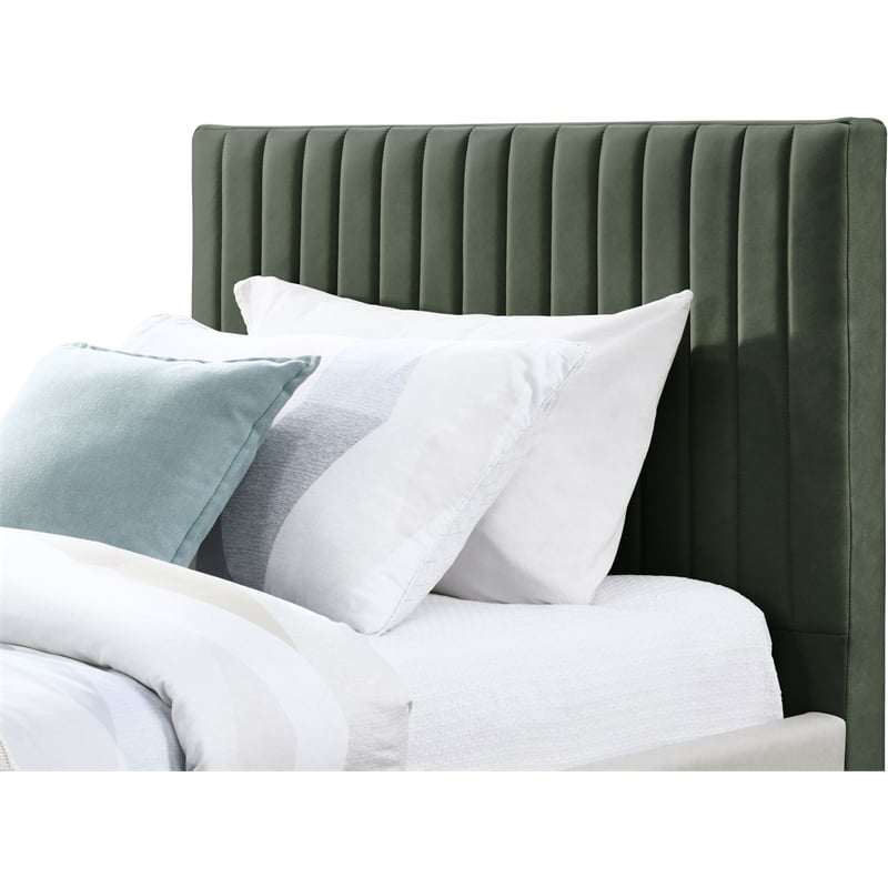 Maklaine Modern / Contemporary Green Vegan Faux Leather Twin Bed
