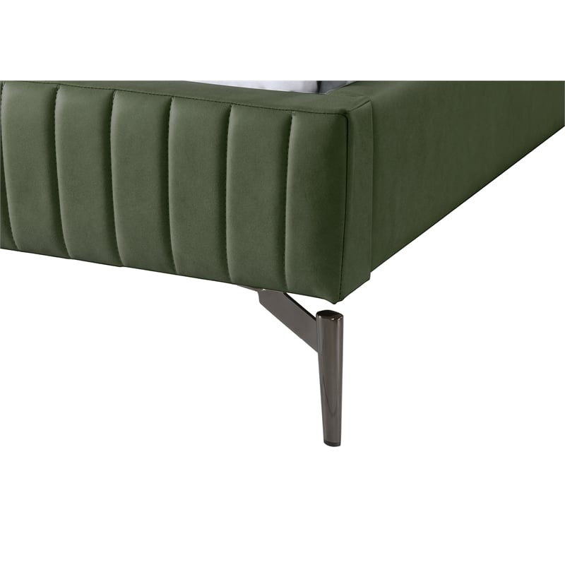 Maklaine Modern / Contemporary Green Vegan Faux Leather Twin Bed