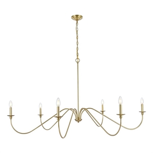Maklaine 60&quot 6-Light Transitional Metal Chandelier in Brass Finish