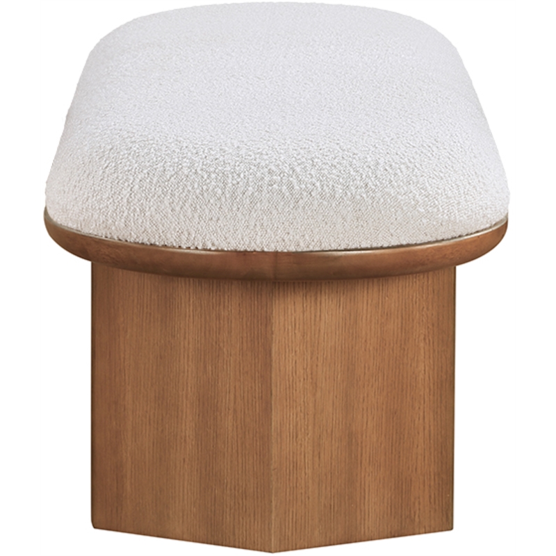 Maklaine Boucle Fabric Cream Bench Rectangular 57.5