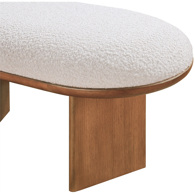 Maklaine Boucle Fabric Cream Bench Rectangular 57.5