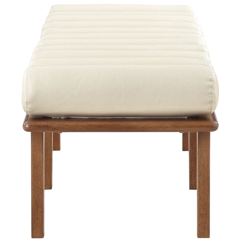 Maklaine Modern / Contemporary Cream Vegan Faux Leather Bench