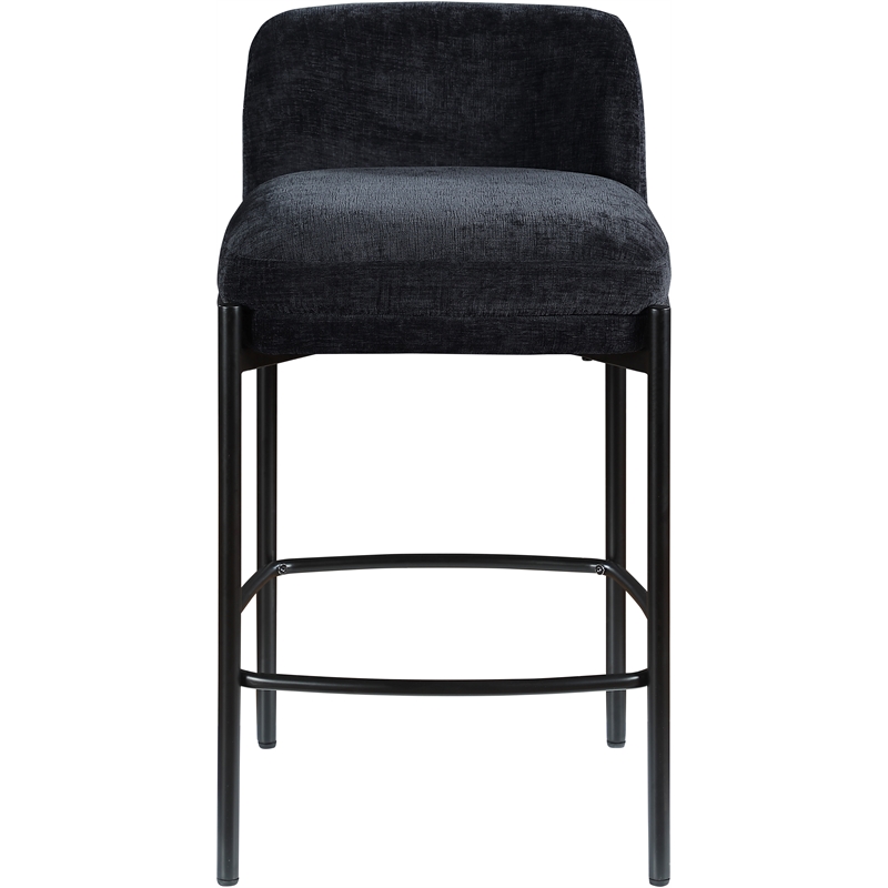 Maklaine Chenille Fabric Black Stool Contemporary 17.5