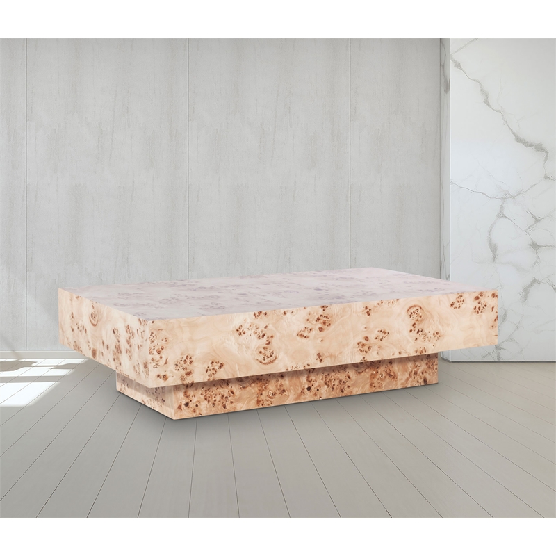 Maklaine Engineered Wood Mid-Century Natural Finish Coffee Table