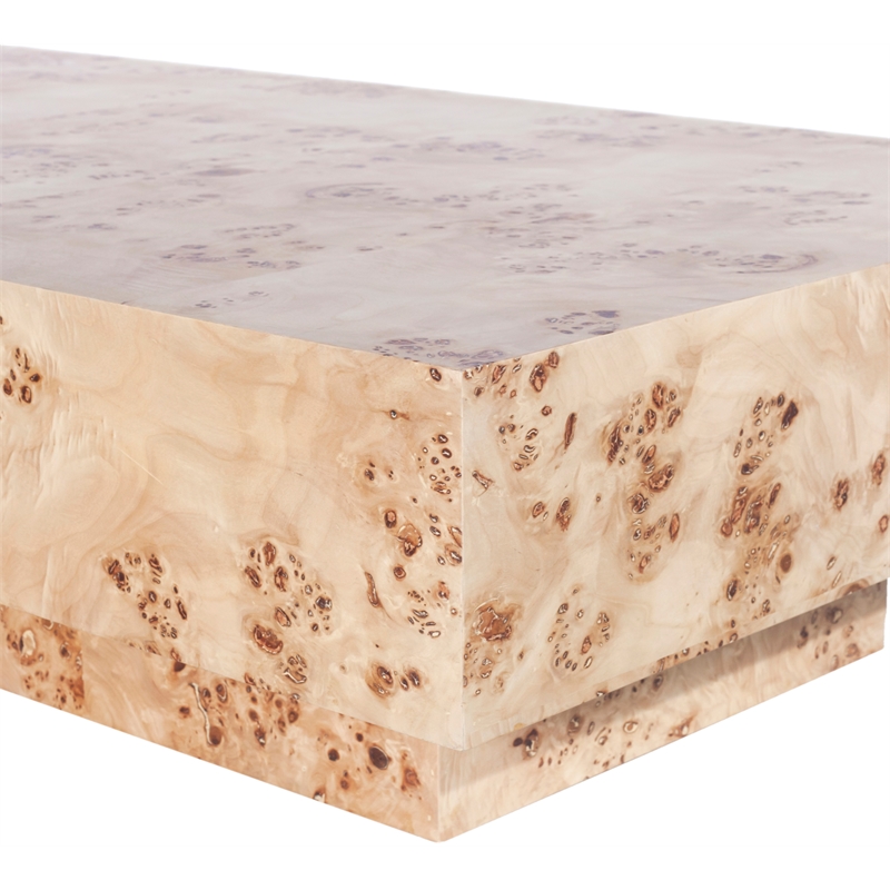 Maklaine Engineered Wood Mid-Century Natural Finish Coffee Table