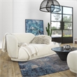 Maklaine Boucle Ivory White Chaise Lounge Rounded 75