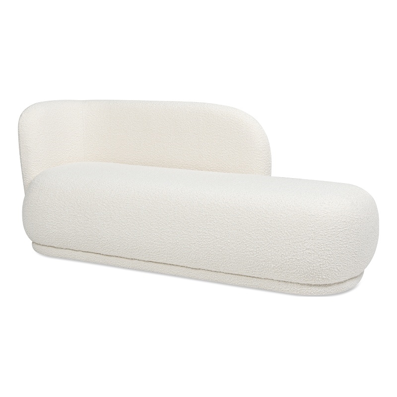 Maklaine Boucle Ivory White Chaise Lounge Rounded 75