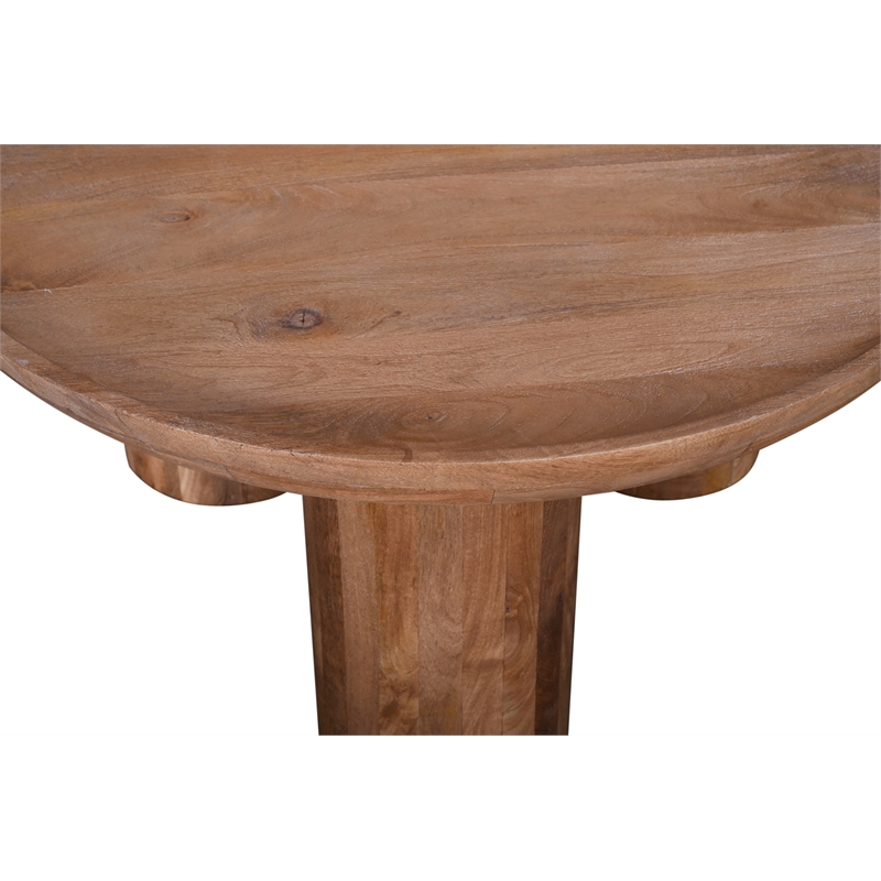 Maklaine Contemporary Natural Mango Wood Round Cocktail Table
