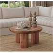 Maklaine Contemporary Natural Mango Wood Round Cocktail Table