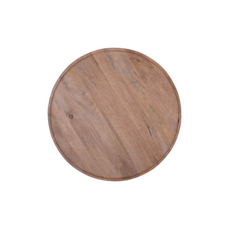 Maklaine Contemporary Natural Mango Wood Round Cocktail Table