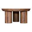 Maklaine Contemporary Natural Mango Wood Round Cocktail Table
