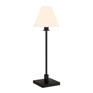 Maklaine 9&quot Metal & Fabric Table Lamp in Blackened Bronze/White