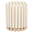 Maklaine Transitional Beige Finish Striped Linen Fabric Ottoman