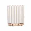 Maklaine Transitional Beige Finish Striped Linen Fabric Ottoman