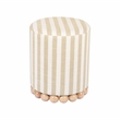 Maklaine Transitional Beige Finish Striped Linen Fabric Ottoman