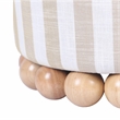 Maklaine Transitional Beige Finish Striped Linen Fabric Ottoman