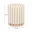 Maklaine Transitional Beige Finish Striped Linen Fabric Ottoman