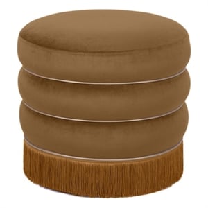 Maklaine Velvet Chocolate Ottoman Rectangular Tasseled Assembled