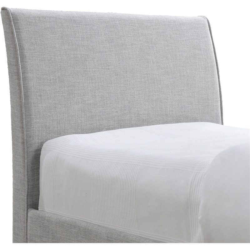 Maklaine Contemporary Grey Linen Textured Fabric Twin Trundle Bed