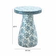 Maklaine Modern / Contemporary Floral Shell Side Table in Blue