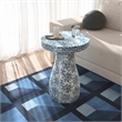 Maklaine Modern / Contemporary Floral Shell Side Table in Blue