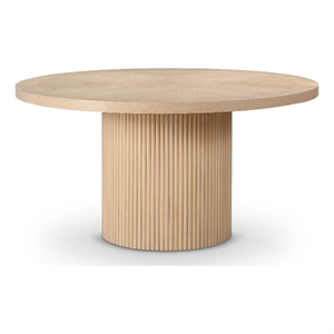 Maklaine Beech Wood Natural Dining Table Round Contemporary 59&quot Unassembled