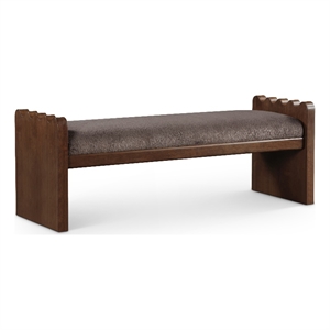 Maklaine Modern / Contemporary Brown Velour Fur Fabric Bench