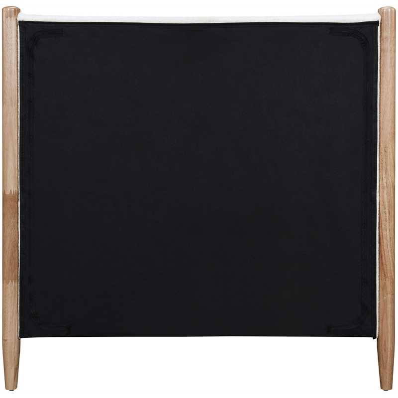 Maklaine Mid-Century Soft Cream Finish Polyester Fabric Twin Bed