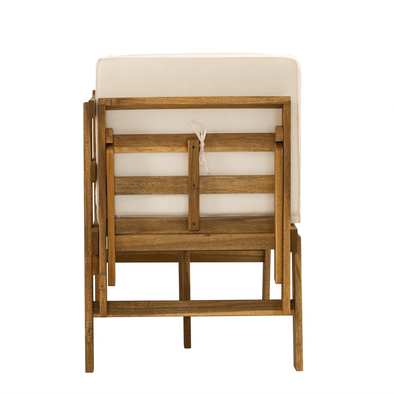 Maklaine Contemporary Wood Outdoor Convertible Lounge Chair in Natural