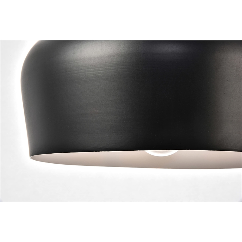 Maklaine Transitional 1 Light Aluminum Pendant in Black & Natural Wood