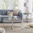 Maklaine Modern Stainless Steel Base Coffee Table in Light Gray/Chrome