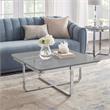 Maklaine Modern Stainless Steel Base Coffee Table in Light Gray/Chrome