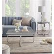 Maklaine Modern Stainless Steel Base Coffee Table in Light Gray/Chrome