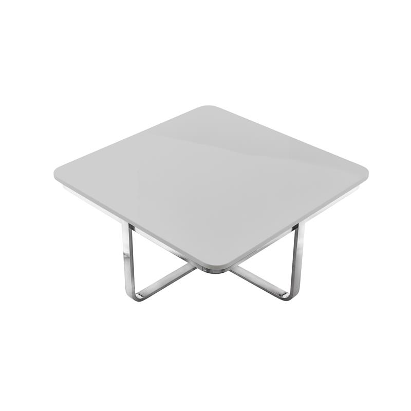 Maklaine Modern Stainless Steel Base Coffee Table in Light Gray/Chrome