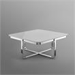 Maklaine Modern Stainless Steel Base Coffee Table in Light Gray/Chrome