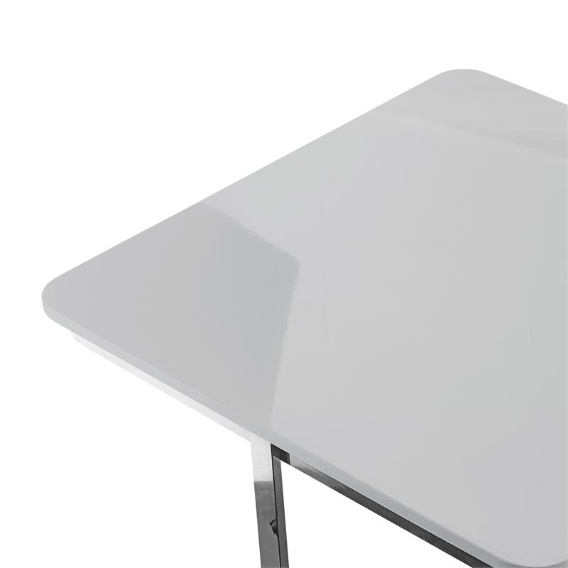 Maklaine Modern Stainless Steel Base Coffee Table in Light Gray/Chrome