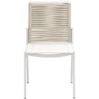Maklaine Contemporary Cream Rope Fabric Outdoor Patio Dining Side Chair